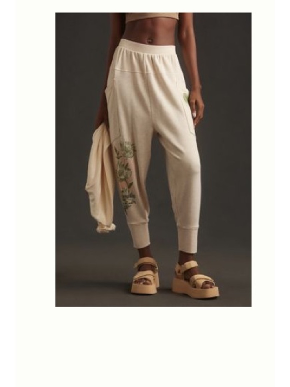 Daily yoga anthropologie Graphic Lounge Pants with Green Floral Print M